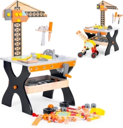 ECOTOYS Holz-Arbeitstisch für Kinder mit Werkzeug