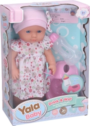 Pinkelndes Baby mit Fläschchen 30 cm