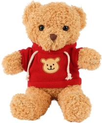 Kruzzel Plüschteddybär 30 cm, hellbraun mit Kapuzenpullover