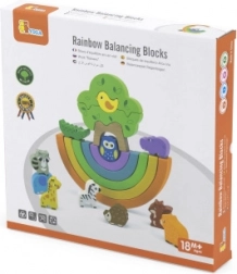 Holzbalance-Regenbogen mit Figuren – kreative Montessori-Bausteine Viga