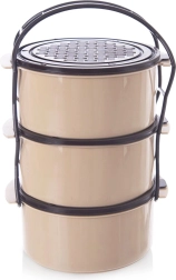 Plastischer dreistöckiger Speisenträger-Lunchbehälter 3 × 1,5 l