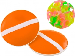 Geschicklichkeitsspiel Orange Paddel und Ball mit Saugnäpfen