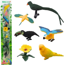 Set von Mini-Figuren exotischer Vögel Hibiscus Gelb 4-11 cm 6 Stk.
