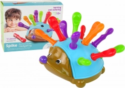 Igel-Spiel zum Stecken blau mit bunten Stacheln
