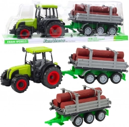 grüner Traktor mit Holzstamm-Anhänger 47 cm