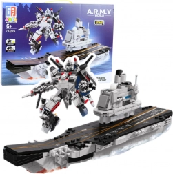 Konstruktionsbausatz Flugzeugträger und Roboter 2-in-1, 737 Teile