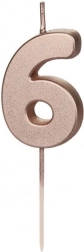 Tortenkerze roségold Zahl 6