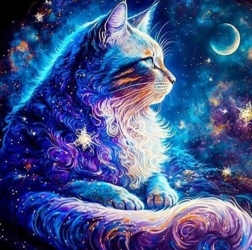 Diamantmalerei Weltraumkatze 30x40 cm