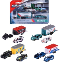 Majorette racing deluxe anhänger – set mit 2 autos und anhänger 1:64