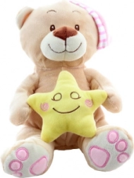 Plüschbär mit Stern, rosa, 23 cm