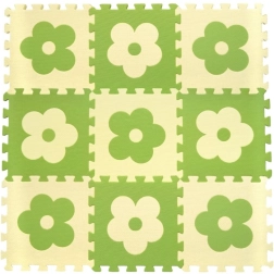 Schaumstoff-Puzzle-Matte Blumen grün-beige