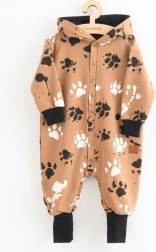 Baby-Strampler aus Baumwolle mit Kapuze und Öhrchen NEW BABY, senfgelb