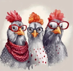 Diamond Painting Huhn mit Brille 30 × 40 cm