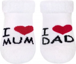 Baby-Frotteesocken New Baby I Love Mum and Dad weiß