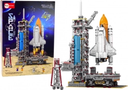 Baustein-Set Raumstation mit Rakete und Satelliten