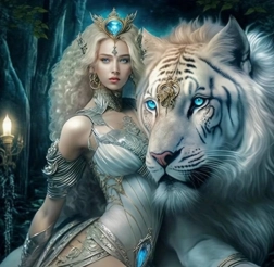 Diamantmalerei Mädchen mit Tiger 30 × 40 cm