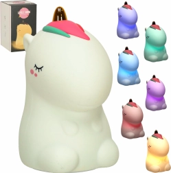 Silikon Nachtlicht mit Touch für Kinder Einhorn RGB, weiß