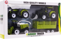 Kinderset landwirtschaftlicher Fahrzeuge mit Traktoren, Mähdrescher und Anhänger