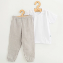 Kinder-Baumwollset T-Shirt und Musselin-Hose New Baby Kindergarten hellgrau 116 (5–6 Jahre)