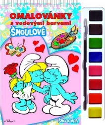 Smurfs-Ausmalbuch mit Wasserfarben und Pinsel, Ringbindung 21 × 23 cm