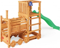 Holz-Spielplatz FUNGOO Loco mit Lokomotive und Rutsche