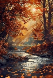 Diamantmalerei Herbstbach 30 × 40 cm