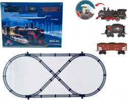 Retro-Eisenbahnstrecke mit Rauch, Licht und Sound