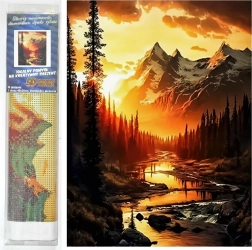Diamantmalerei - Bergfluss bei Sonnenuntergang 30x40 cm