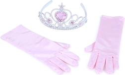 Prinzessinnen-Set rosa Handschuhe und Krone