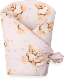 Baby-Wickeldecke New Baby Love Teddy 80×80 cm rosa