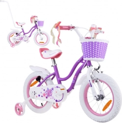 Kinderfahrrad RoyalBaby Star Girl 14 Zoll mit Korb und Stützrädern – Violett