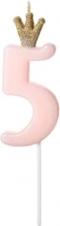 Rosa Geburtstagskerze mit Krone