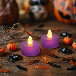 Halloween-LED-Teelichter, violett, 2 Stück