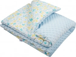 Babydecke aus Minky mit Füllung NEW BABY, blau 80 × 102 cm