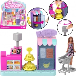 Mini-Supermarkt Barbie Land mit Püppchen und Kasse