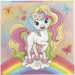 Papier-Servietten Einhorn 33 × 33 cm, 12 Stk.