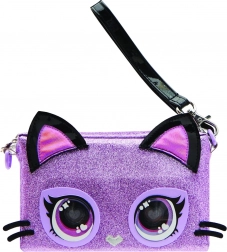 Interaktive Wristlet-Tasche PURSE PETS Purdy Purrfect – lila Katze mit LED-Augen