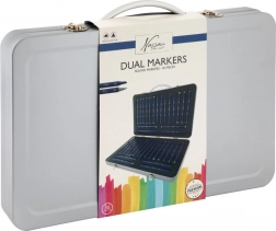 Set aus 36 doppelseitigen Markern im Metallkoffer