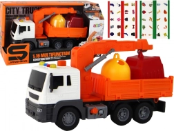 Müllwagen mit Kran Reibungsantrieb Orange 1:16