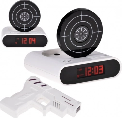 Wecker mit Schießscheibe und Pistole, Spielmodus und Alarmaufnahme