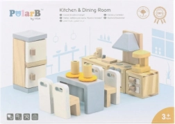 Holzspielmöbelset für Puppenhaus Küche und Esszimmer