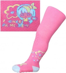 Baumwollstrumpfhose New Baby mit 3× ABS – rosa Flower Princess, Größe 104–110