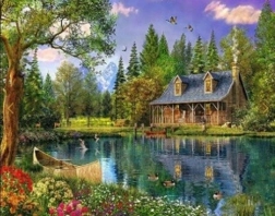 Norimpex Diamantmalerei Hütte am See 30 × 40 cm