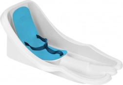 Kinderbob mit Rückenlehne und Sicherheitsgurt, weiß mit blauem Sitz
