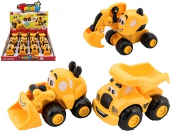 Plastik-Baufahrzeug für die Kleinsten, 9 cm, 3 Arten, Freilauf, 12 Stk. im Karton