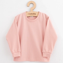 Kinderlangarmshirt aus Baumwolle pudriges Rosa