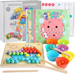 Montessori Lern-Mosaik aus Holz mit Perlen