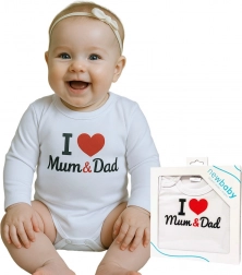 Body mit Aufdruck New Baby I love Mum and Dad – Geschenkverpackung