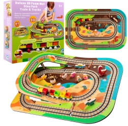 Schaumstoff-Boden-Set 3D Dino-Park mit Zug 61 Teile HUMBI