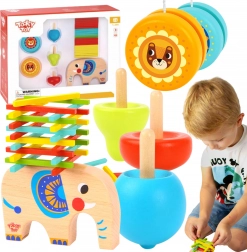 Holz-Spieleset – Elefant, Mikado, Kreisel und Jo-Jo 46-tlg. TOOKY TOY
